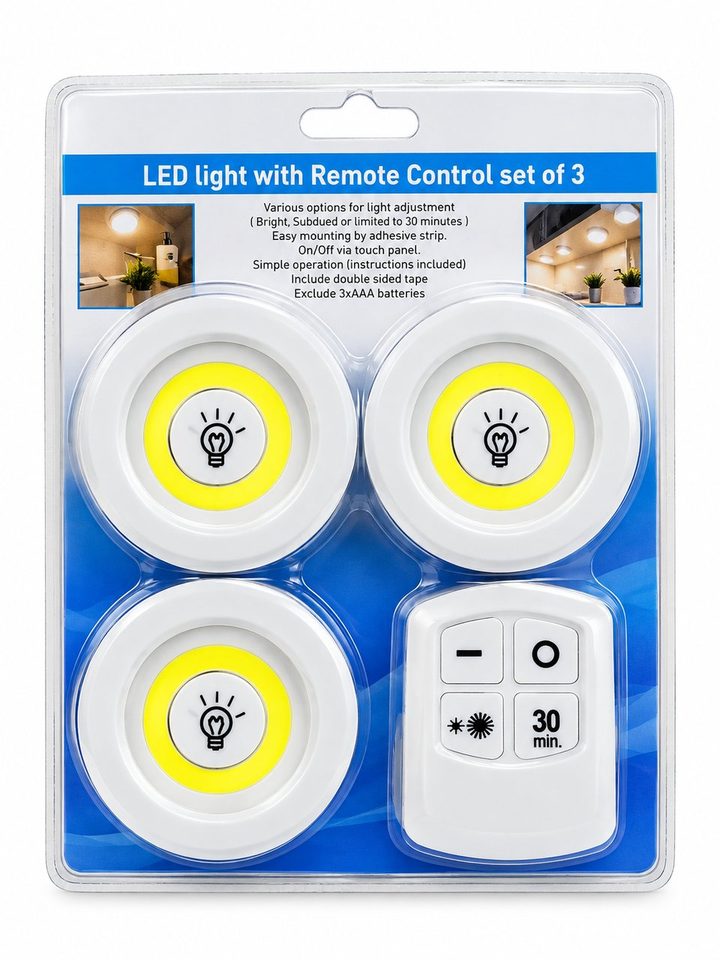 إضاءة LED لاسلكية مع ريموت – طقم 3 قطع — صورة 10